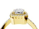 Yellow gold Radiant Cut Cut Diamond Halo Engagement Ring with Milgrain Detail and Pavé Band_4