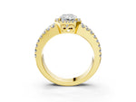 Yellow gold Radiant Cut Cut Halo Split Shank Diamond Ring with Four-Prong Setting_3
