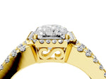 Yellow gold Radiant Cut Cut Halo Split Shank Diamond Ring with Four-Prong Setting_4
