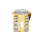 Yellow gold Radiant Cut Cut Halo Split Shank Diamond Ring with Four-Prong Setting_5