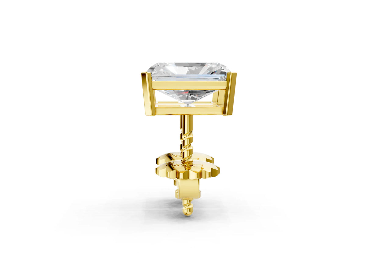 Yellow gold Radiant Cut Diamond Stud Earrings_2