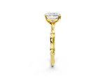 Yellow gold Radiant Cut Solitaire Diamond Ring with Bamboo Band and Four-Prong Setting_2