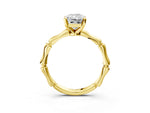 Yellow gold Radiant Cut Solitaire Diamond Ring with Bamboo Band and Four-Prong Setting_3