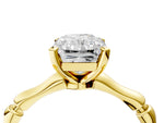 Yellow gold Radiant Cut Solitaire Diamond Ring with Bamboo Band and Four-Prong Setting_4