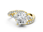 Yellow gold Radiant Cut Solitaire with Pavé Twist Band and Four-Prong Setting