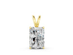 Yellow gold Radiant Diamond Solitaire Pendant with Four Prong Setting