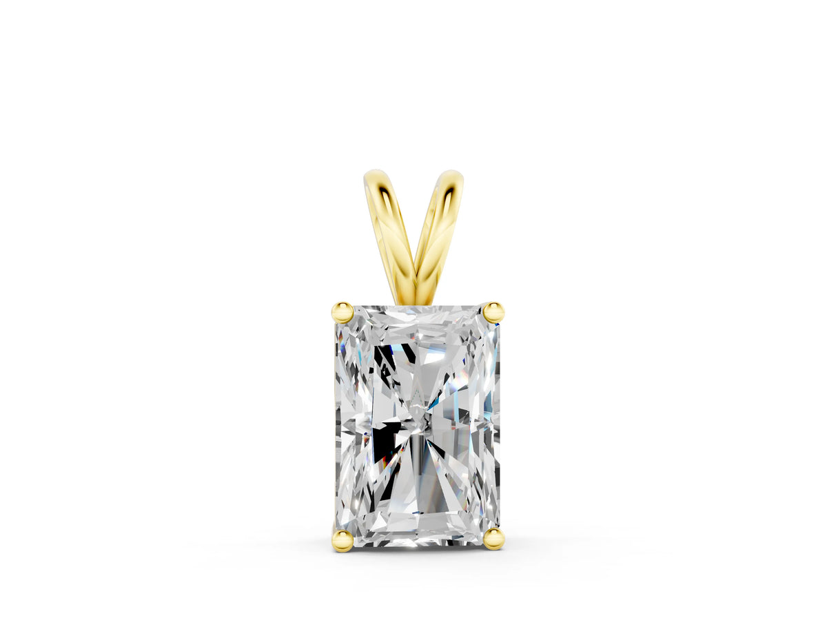 Yellow gold Radiant Diamond Solitaire Pendant with Four Prong Setting