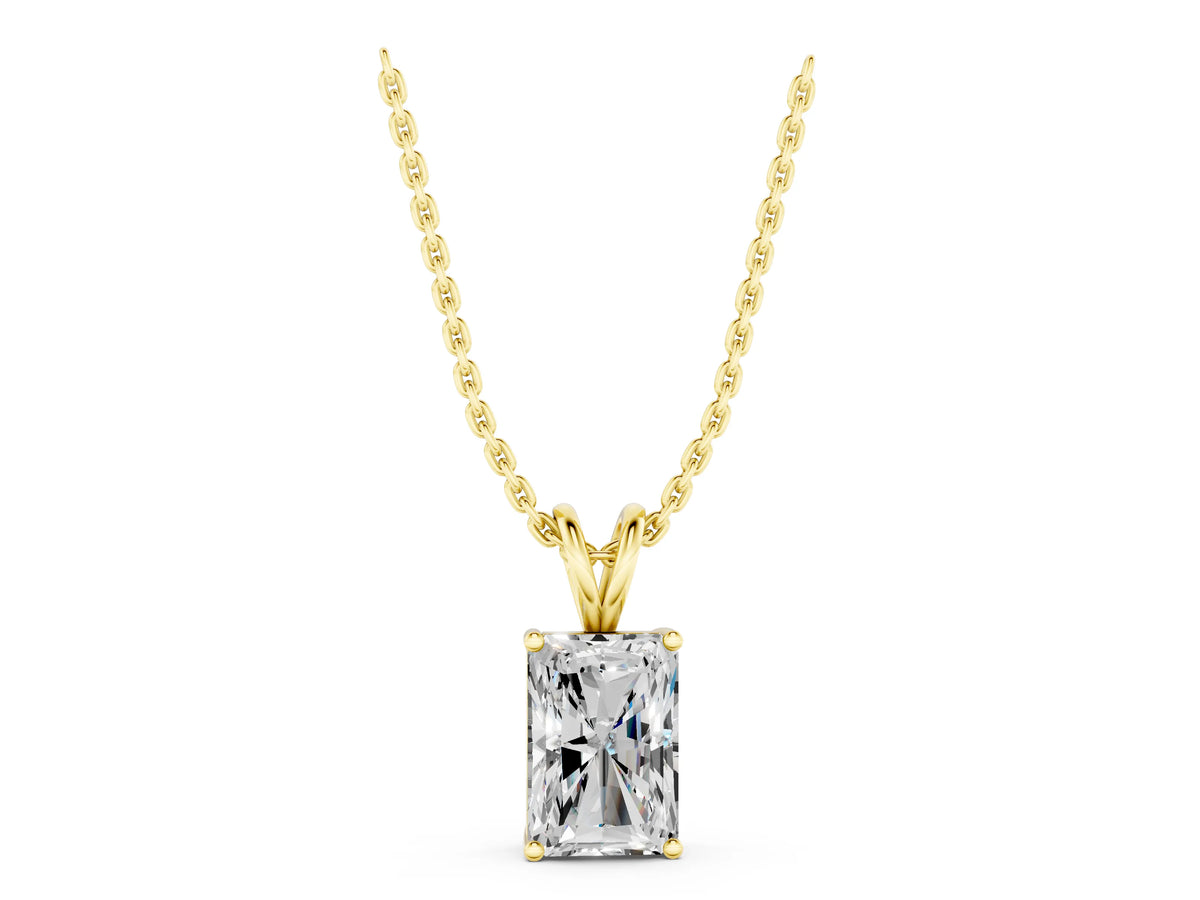 Yellow gold Radiant Diamond Solitaire Pendant with Four Prong Setting_1