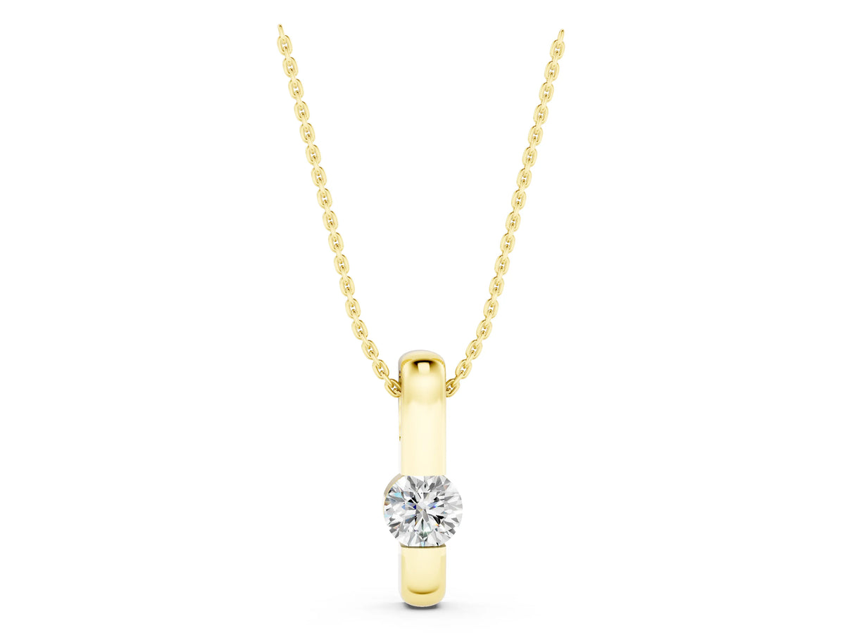 Yellow gold Round Bezel-Set Diamond Pendant_1