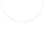 Yellow gold Round Bezel Set Diamond Station Necklace with Cable Chain