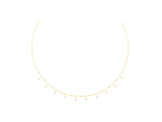 Yellow gold Round Bezel Set Diamond Station Necklace with Cable Chain_1