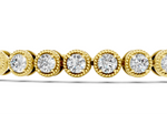 Yellow gold Round Bezel-Set Diamond Tennis Bracelet with Adjustable Box Chain_1