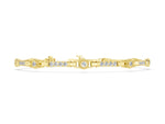 Yellow gold Round Bezel-Set Diamond Tennis Bracelet with Pave Band