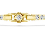 Yellow gold Round Bezel-Set Diamond Tennis Bracelet with Pave Band_1