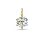 Yellow gold Round Brilliant Cluster Diamond Pendant with Prong Setting