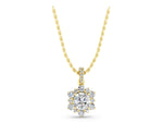 Yellow gold Round Brilliant Cluster Diamond Pendant with Prong Setting_1