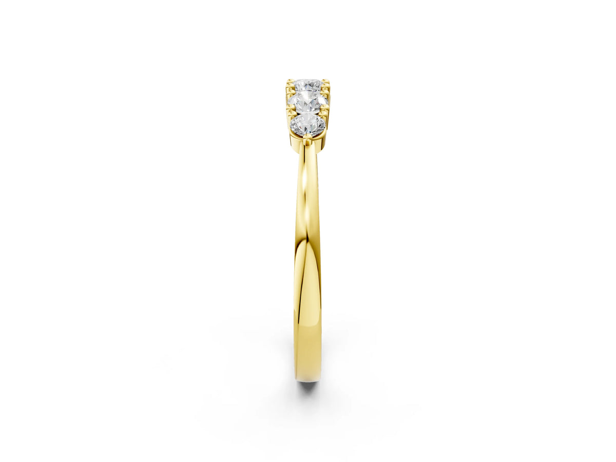 Yellow gold Round Brilliant Diamond Half-Eternity Band with Prong Setting_2