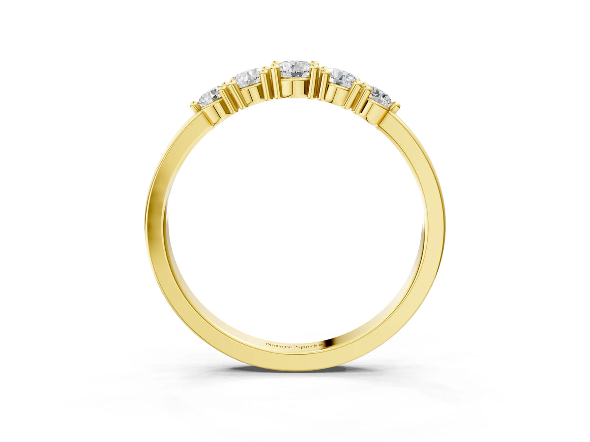Yellow gold Round Brilliant Diamond Half-Eternity Band with Prong Setting_3