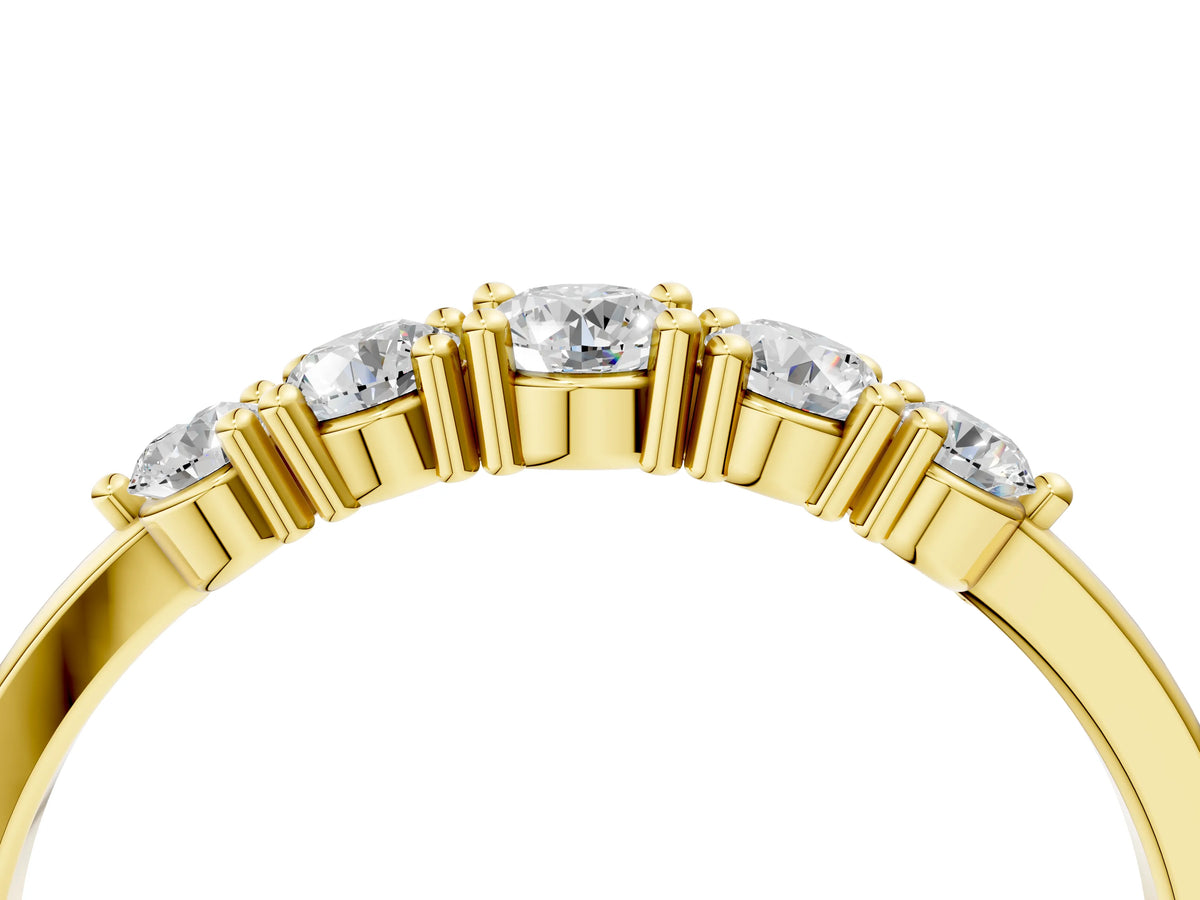 Yellow gold Round Brilliant Diamond Half-Eternity Band with Prong Setting_4