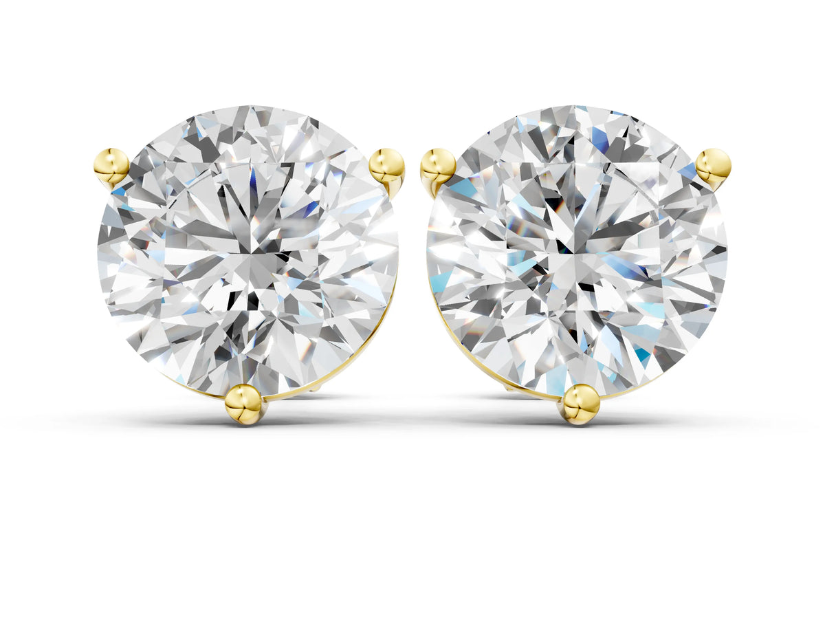 Yellow gold Round Brilliant Diamond Martini Stud Earrings