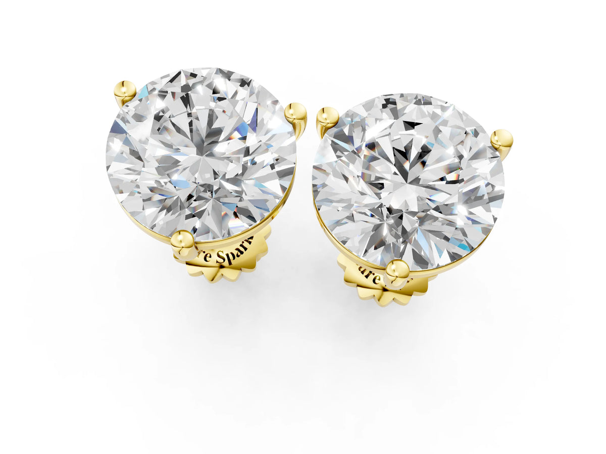Yellow gold Round Brilliant Diamond Martini Stud Earrings_1