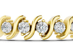 Yellow gold Round Brilliant Diamond Tennis Bracelet with Channel Set S-Shaped Prong Setting_1