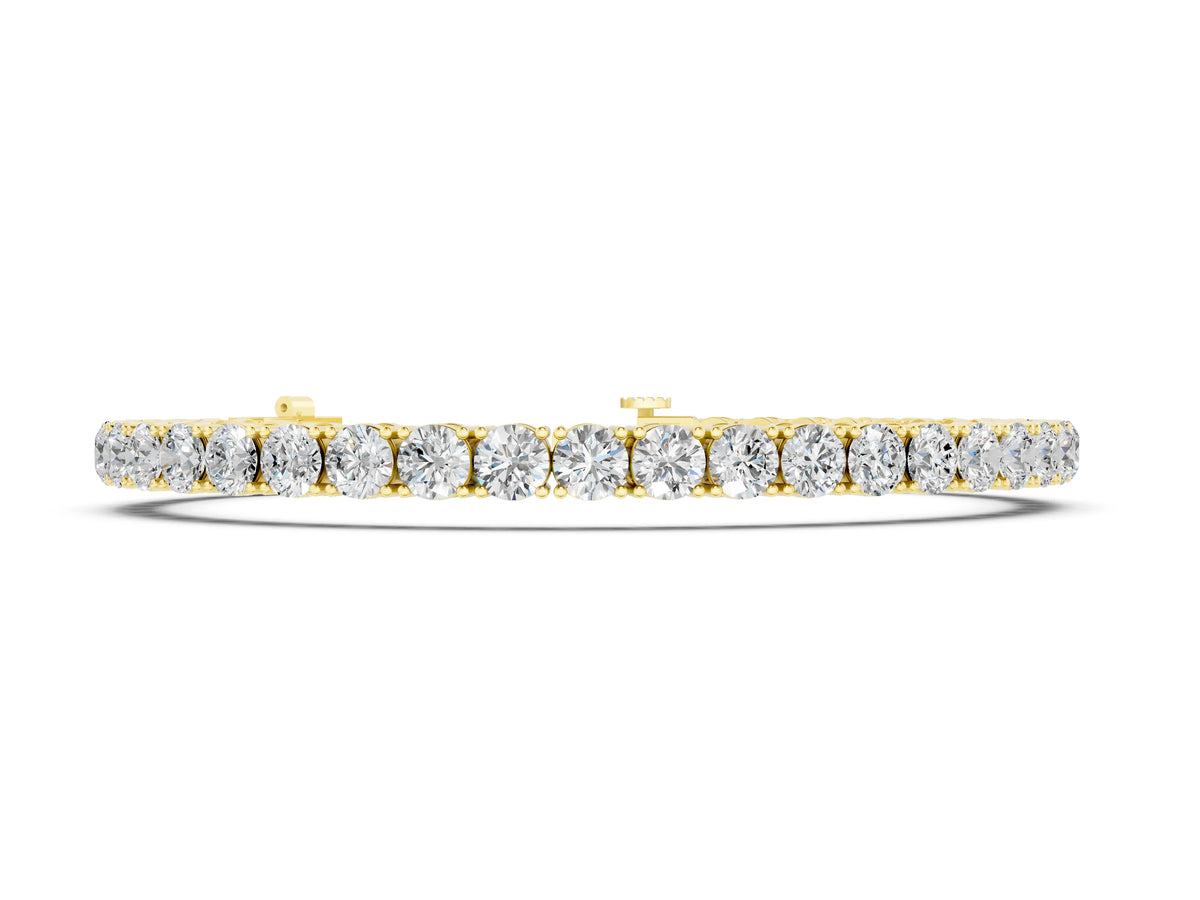 Yellow gold Round Brilliant Diamond Tennis Bracelet with Prong Setting