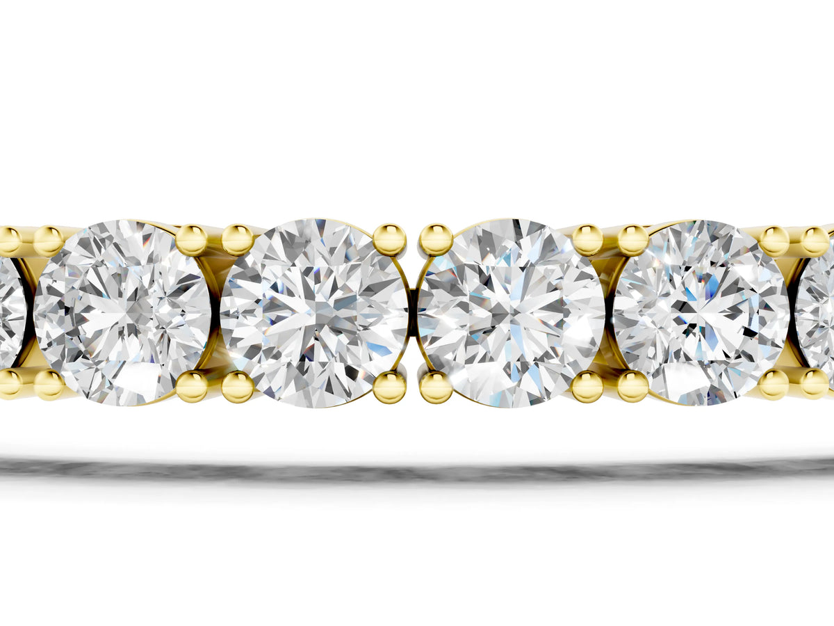 Yellow gold Round Brilliant Diamond Tennis Bracelet with Prong Setting_1