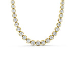 Yellow gold Round Brilliant Diamond Tennis Necklace with Prong Setting