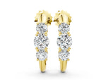 Yellow gold Round Brilliant Diamond U-Hoop Earrings with Prong Setting