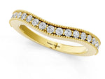 Yellow gold Round Brilliant Milgrain Bezel Set Diamond Wave Band_1
