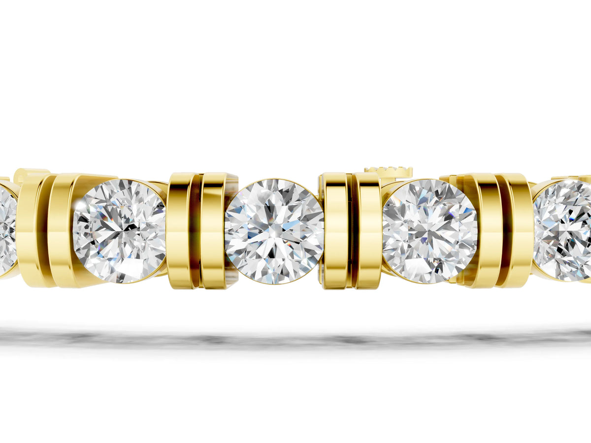 Yellow gold Round Brilliant Tennis Bracelet with Channel Set Stones and Box Clasp_1
