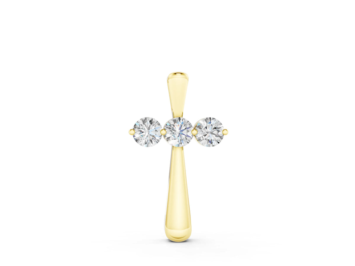 Yellow gold Round Brilliant Three-Stone Prong Set Pendant