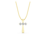 Yellow gold Round Brilliant Three-Stone Prong Set Pendant_1