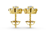 Yellow gold Round Cluster Diamond Stud Earrings with Prong Setting