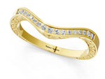 Yellow gold Round Cut Channel Set Wave Band with Pavé Setting_1
