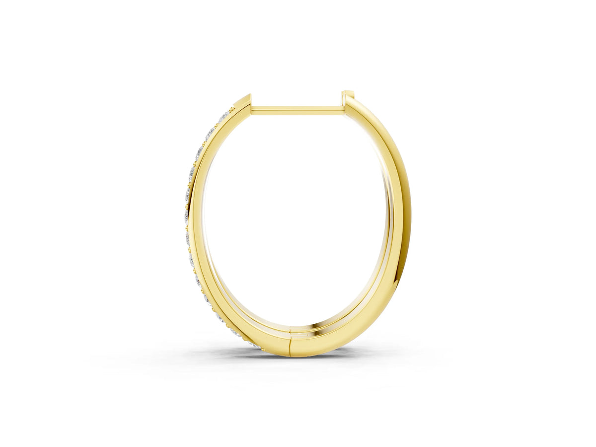 Yellow gold Round Cut Diamond Channel Set Hoop Earrings with Prong Setting_1