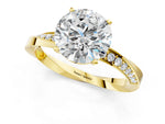Yellow gold Round Cut Diamond Engagement Ring with Side Stone Accents and Four-Prong Setting_1