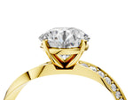 Yellow gold Round Cut Diamond Engagement Ring with Side Stone Accents and Four-Prong Setting_4