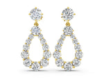 Yellow gold Round Cut Diamond Graduated Shared Prong Drop Earrings