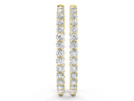 Yellow gold Round Cut Diamond Hoop Earrings with Channel Setting and Four-Prong Setting