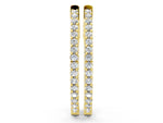 Yellow gold Round Cut Diamond Inside-Out Hoop Earrings in White Gold with Prong Setting