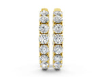 Yellow gold Round Cut Diamond Inside-Out Hoop Earrings with Shared Prong Setting