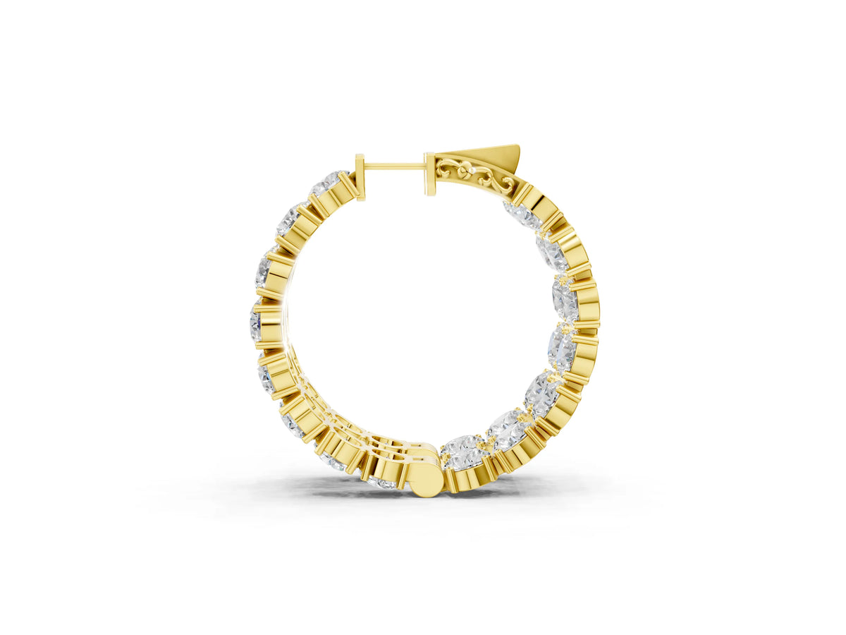Yellow gold Round Cut Diamond Inside-Out Hoop Earrings with Shared Prong Setting_1