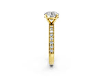Yellow gold Round Cut Diamond Milgrain Pavé Engagement Ring with Four-Prong Setting_2