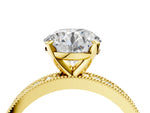 Yellow gold Round Cut Diamond Milgrain Pavé Engagement Ring with Four-Prong Setting_4