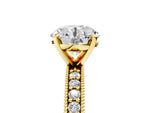 Yellow gold Round Cut Diamond Milgrain Pavé Engagement Ring with Four-Prong Setting_5