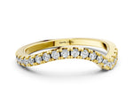 Yellow gold Round Cut Diamond Pavé Curved Band with Shared Prong Setting