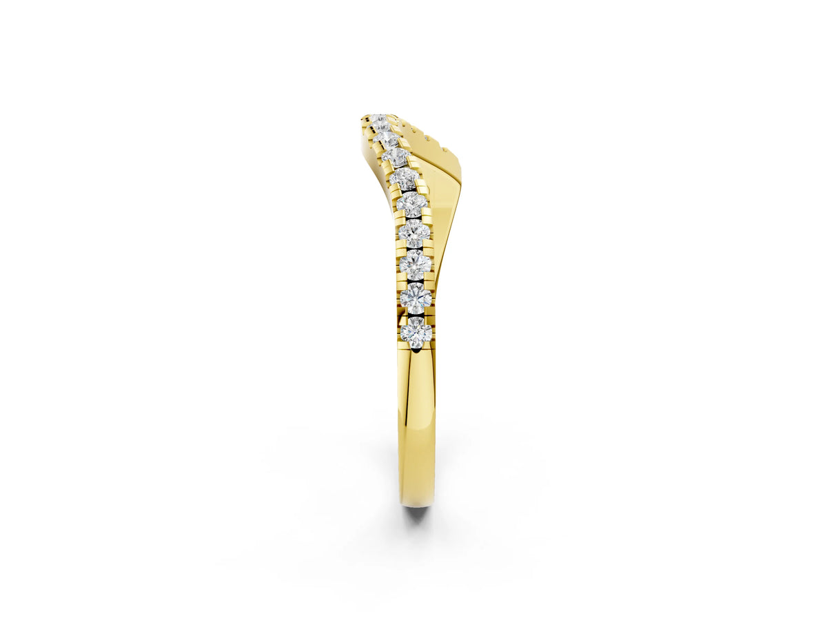 Yellow gold Round Cut Diamond Pavé Curved Band with Shared Prong Setting_2