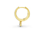 Yellow gold Round Cut Diamond Pavé Hoop Earrings with Drop Accent_1